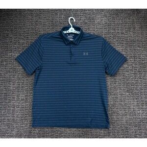 Under Armour Shirt Mens XL Loose Blue Striped The Playoff Polo Performance Golf